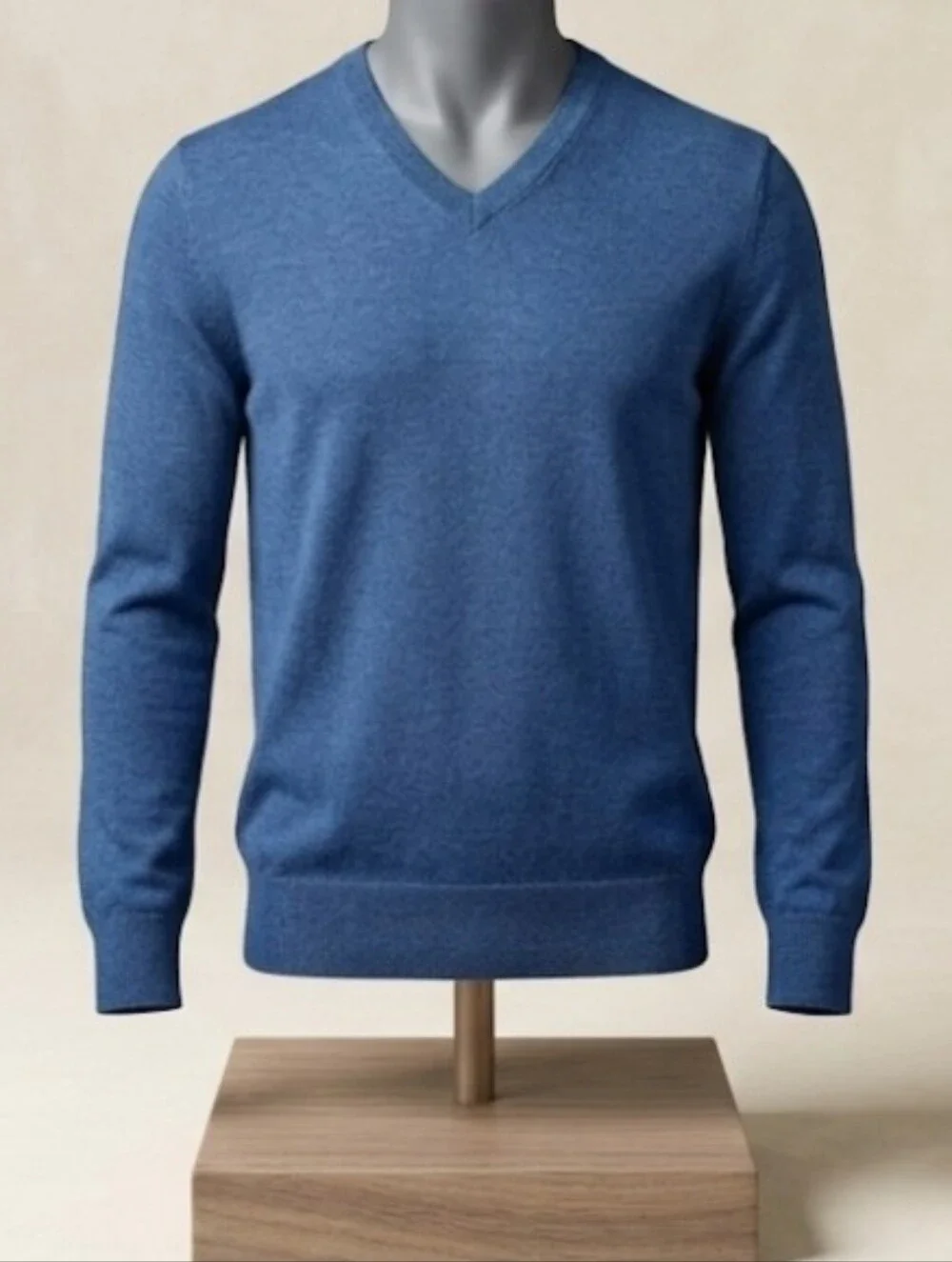 Banana Republic Men Luxury Blend Silk Cotton Cashmere V-Neck Sweater Blue Medium